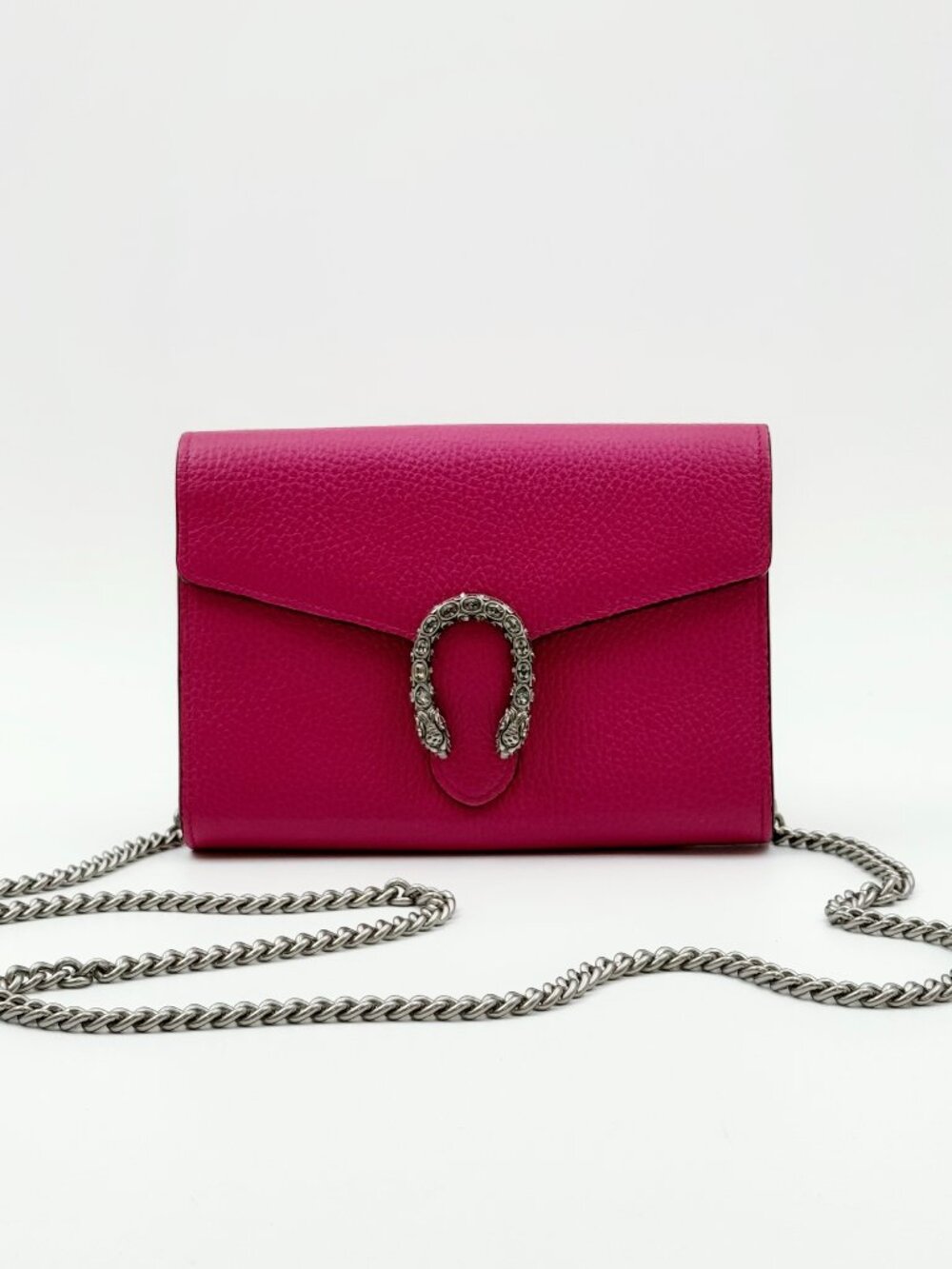 Gucci Dionysus WOC Pink Leather Crystal Tiger Head Chain Crossbody Bag